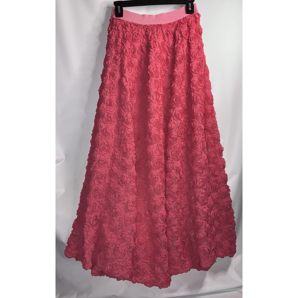 Anthropologie Maeve Maxi Long Skirt XS Women's Pink Floral Appliqué Preppy Boho